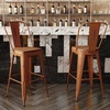 image:imageFlash Furniture Carly Commercial Grade 30 High Orange Metal IndoorOutdoor Bar Height Stool with Back and Teak Polystyrene Seat