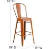 image:imageFlash Furniture Carly Commercial Grade 30 High Orange Metal IndoorOutdoor Bar Height Stool with Back and Teak Polystyrene Seat