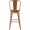 image:imageFlash Furniture Carly Commercial Grade 30 High Orange Metal IndoorOutdoor Bar Height Stool with Back and Teak Polystyrene Seat