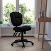 image:imageFlash Furniture Caroline MidBack Black LeatherSoft Multifunction Swivel Ergonomic Task Office Chair with Pillow Top CushioningBlack Fabric