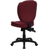 image:imageFlash Furniture Caroline MidBack Black LeatherSoft Multifunction Swivel Ergonomic Task Office Chair with Pillow Top CushioningBurgundy Fabric