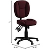 image:imageFlash Furniture Caroline MidBack Black LeatherSoft Multifunction Swivel Ergonomic Task Office Chair with Pillow Top CushioningBurgundy Fabric