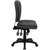 image:imageFlash Furniture Caroline MidBack Black LeatherSoft Multifunction Swivel Ergonomic Task Office Chair with Pillow Top CushioningGray Fabric
