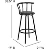 image:imageFlash Furniture Charla Crown Back Black Metal Barstool with Black Vinyl Swivel Seat