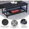 image:imageFlash Furniture Charlestown Two Tiered Commercial Grade Adirondack Coffee Table  Gray Finish Poly Resin Wood  AllWeather  Slatted Shelf DesignGreyBlack