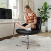 image:imageFlash Furniture Chloe Commercial MidBack Swivel Office Chair Wide Design Padded LeatherSoft Adjustable Height Ergonomic MidRise Back Armless CognacBlackBlack LeathersoftChrome Frame