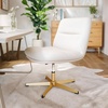 image:imageFlash Furniture Chloe Commercial MidBack Swivel Office Chair Wide Design Padded LeatherSoft Adjustable Height Ergonomic MidRise Back Armless CognacBlackWhite LeathersoftGold Frame