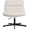image:imageFlash Furniture Chloe Commercial MidBack Swivel Office Chair Wide Design Padded LeatherSoft Adjustable Height Ergonomic MidRise Back Armless CognacBlackCream Faux ShearlingBlack Frame