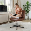 image:imageFlash Furniture Chloe Commercial MidBack Swivel Office Chair Wide Design Padded LeatherSoft Adjustable Height Ergonomic MidRise Back Armless CognacBlackCognac LeathersoftBlack Frame
