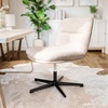 image:imageFlash Furniture Chloe Commercial MidBack Swivel Office Chair Wide Design Padded LeatherSoft Adjustable Height Ergonomic MidRise Back Armless CognacBlackCream Faux ShearlingBlack Frame