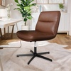 image:imageFlash Furniture Chloe Commercial MidBack Swivel Office Chair Wide Design Padded LeatherSoft Adjustable Height Ergonomic MidRise Back Armless CognacBlackCognac LeathersoftBlack Frame