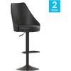 image:imageFlash Furniture Chrishelle Set of 2 Commercial Adjustable Height Bar Stools  Brown LeatherSoft Tufted Upholstery  Pedestal Base  Integrated FootringBlack