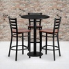 image:imageFlash Furniture Clark 30 Round Black Laminate Table Set with 3 Ladder Back Metal Barstools  Cherry Wood Seat