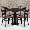 image:imageFlash Furniture Clark 30 Square Black Laminate Table Set with 4 Ladder Back Metal Chairs  Cherry Wood Seat