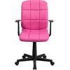 image:imageFlash Furniture Clayton MidBack Black Quilted Vinyl Swivel Task Office Chair with ArmsPink
