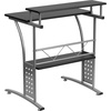 image:imageFlash Furniture Clifton Modern Office Computer Desk with Top and Bottom Storage Shelves Small Computer Desk for Home Office 28W BlackBlack