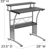 image:imageFlash Furniture Clifton Modern Office Computer Desk with Top and Bottom Storage Shelves Small Computer Desk for Home Office 28W BlackBlack