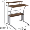 image:imageFlash Furniture Clifton Modern Office Computer Desk with Top and Bottom Storage Shelves Small Computer Desk for Home Office 28W BlackRustic Walnut