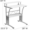 image:imageFlash Furniture Clifton Modern Office Computer Desk with Top and Bottom Storage Shelves Small Computer Desk for Home Office 28W BlackWhite