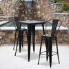 image:imageFlash Furniture Commercial Grade 2375 Square Blue Metal IndoorOutdoor Bar Table Set with 2 Stools with BacksBlack