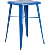 image:imageFlash Furniture Commercial Grade 2375 Square Blue Metal IndoorOutdoor Bar Table Set with 2 Stools with BacksBlue