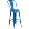 image:imageFlash Furniture Commercial Grade 2375 Square Blue Metal IndoorOutdoor Bar Table Set with 2 Stools with BacksBlue