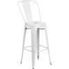 image:imageFlash Furniture Commercial Grade 2375 Square Blue Metal IndoorOutdoor Bar Table Set with 2 Stools with BacksWhite