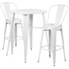 image:imageFlash Furniture Commercial Grade 2375 Square Blue Metal IndoorOutdoor Bar Table Set with 2 Stools with BacksWhite