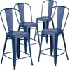image:imageFlash Furniture Commercial Grade 24 High Black Metal IndoorOutdoor Counter Height Stool with Removable BackAntique Blue