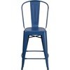 image:imageFlash Furniture Commercial Grade 24 High Black Metal IndoorOutdoor Counter Height Stool with Removable BackAntique Blue