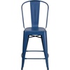 image:imageFlash Furniture Commercial Grade 24 High Black Metal IndoorOutdoor Counter Height Stool with Removable BackAntique Blue