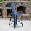 image:imageFlash Furniture Commercial Grade 24 High Black Metal IndoorOutdoor Counter Height Stool with Removable BackAntique Blue