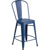 image:imageFlash Furniture Commercial Grade 24 High Black Metal IndoorOutdoor Counter Height Stool with Removable BackAntique Blue