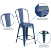 image:imageFlash Furniture Commercial Grade 24 High Black Metal IndoorOutdoor Counter Height Stool with Removable BackAntique Blue