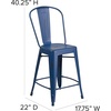 image:imageFlash Furniture Commercial Grade 24 High Black Metal IndoorOutdoor Counter Height Stool with Removable BackAntique Blue