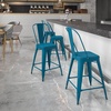 image:imageFlash Furniture Commercial Grade 24 High Black Metal IndoorOutdoor Counter Height Stool with Removable BackAntique Blue