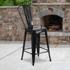 image:imageFlash Furniture Commercial Grade 24 High Black Metal IndoorOutdoor Counter Height Stool with Removable BackBlack