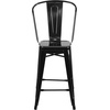 image:imageFlash Furniture Commercial Grade 24 High Black Metal IndoorOutdoor Counter Height Stool with Removable BackBlack