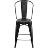 image:imageFlash Furniture Commercial Grade 24 High Black Metal IndoorOutdoor Counter Height Stool with Removable BackBlack