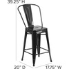 image:imageFlash Furniture Commercial Grade 24 High Black Metal IndoorOutdoor Counter Height Stool with Removable BackBlack