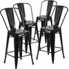 image:imageFlash Furniture Commercial Grade 24 High Black Metal IndoorOutdoor Counter Height Stool with Removable BackBlack