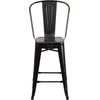 image:imageFlash Furniture Commercial Grade 24 High Black Metal IndoorOutdoor Counter Height Stool with Removable BackBlackantique Gold