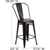 image:imageFlash Furniture Commercial Grade 24 High Black Metal IndoorOutdoor Counter Height Stool with Removable BackBlackantique Gold