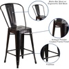 image:imageFlash Furniture Commercial Grade 24 High Black Metal IndoorOutdoor Counter Height Stool with Removable BackBlackantique Gold