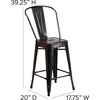 image:imageFlash Furniture Commercial Grade 24 High Black Metal IndoorOutdoor Counter Height Stool with Removable BackBlackantique Gold