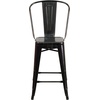 image:imageFlash Furniture Commercial Grade 24 High Black Metal IndoorOutdoor Counter Height Stool with Removable BackBlackantique Gold
