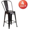 image:imageFlash Furniture Commercial Grade 24 High Black Metal IndoorOutdoor Counter Height Stool with Removable BackBlackantique Gold