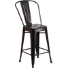 image:imageFlash Furniture Commercial Grade 24 High Black Metal IndoorOutdoor Counter Height Stool with Removable BackBlackantique Gold