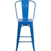 image:imageFlash Furniture Commercial Grade 24 High Black Metal IndoorOutdoor Counter Height Stool with Removable BackBlue