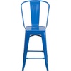 image:imageFlash Furniture Commercial Grade 24 High Black Metal IndoorOutdoor Counter Height Stool with Removable BackBlue